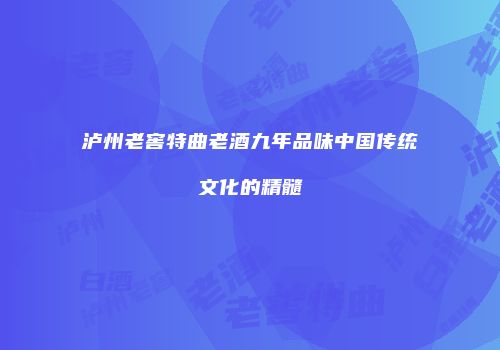 泸州老窖特曲老酒九年品味中国传统文化的精髓