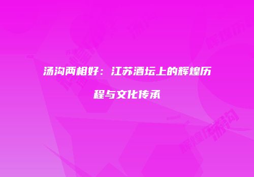 汤沟两相好：江苏酒坛上的辉煌历程与文化传承
