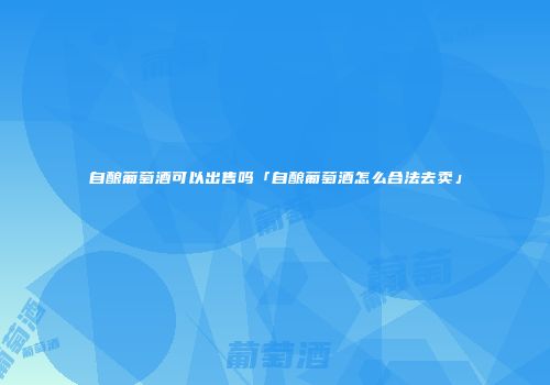 自酿葡萄酒可以出售吗「自酿葡萄酒怎么合法去卖」