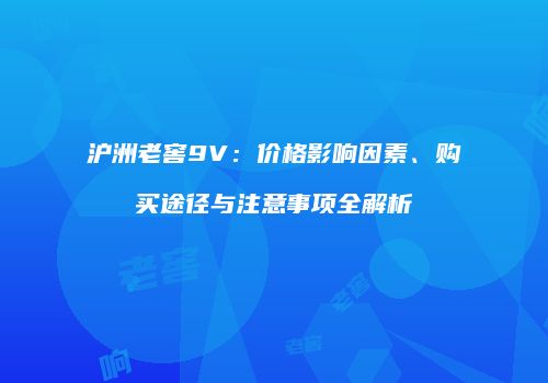 沪洲老窖9V：价格影响因素、购买途径与注意事项全解析