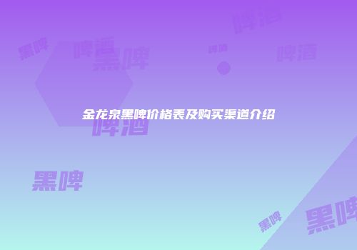 金龙泉黑啤价格表及购买渠道介绍