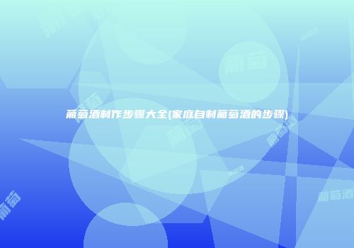 葡萄酒制作步骤大全(家庭自制葡萄酒的步骤)