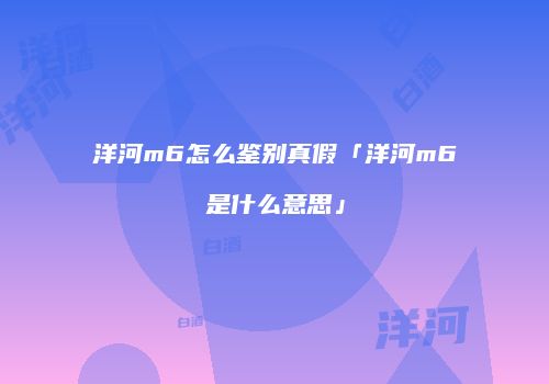 洋河m6怎么鉴别真假「洋河m6是什么意思」