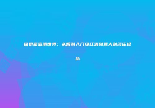 探索葡萄酒世界：从智利入门级红酒到意大利名庄珍品