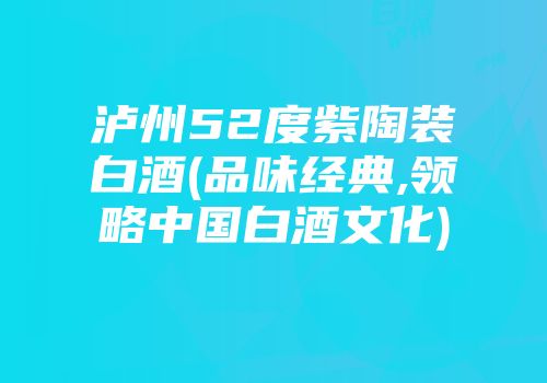 泸州52度紫陶装白酒(品味经典,领略中国白酒文化)