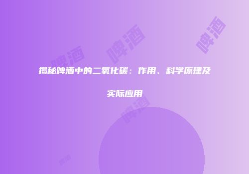 揭秘啤酒中的二氧化碳：作用、科学原理及实际应用