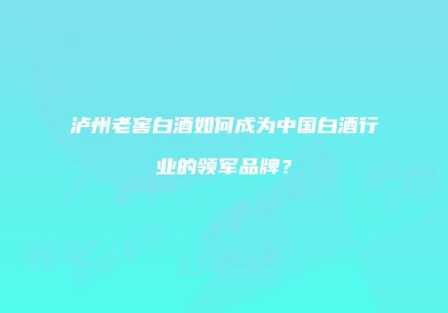 泸州老窖白酒如何成为中国白酒行业的领军品牌？