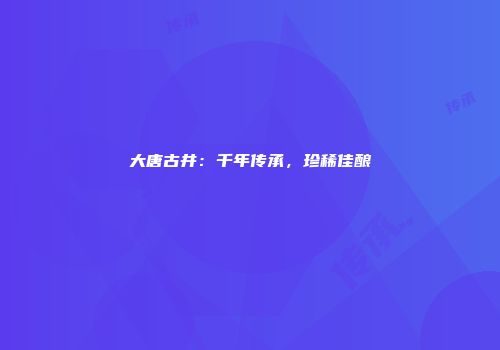 大唐古井：千年传承，珍稀佳酿