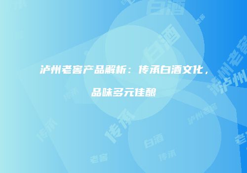 泸州老窖产品解析：传承白酒文化，品味多元佳酿