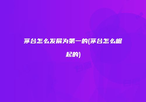 茅台怎么发展为第一的(茅台怎么崛起的)
