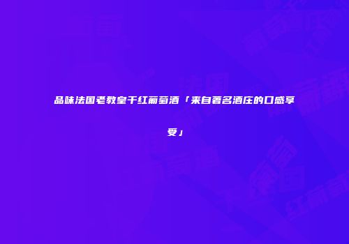 品味法国老教皇干红葡萄酒「来自著名酒庄的口感享受」