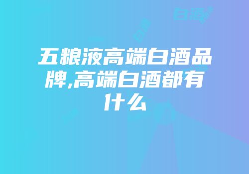 五粮液高端白酒品牌,高端白酒都有什么