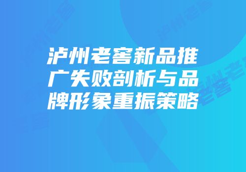 泸州老窖新品推广失败剖析与品牌形象重振策略