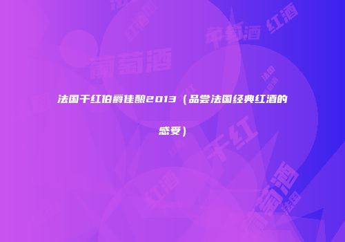 法国干红伯爵佳酿2013（品尝法国经典红酒的感受）