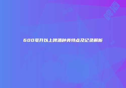600毫升以上啤酒种类特点及记录解析