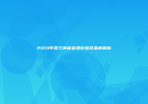 2013年贺兰神葡萄酒价格及品质解析