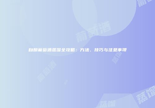 自酿葡萄酒蒸馏全攻略：方法、技巧与注意事项