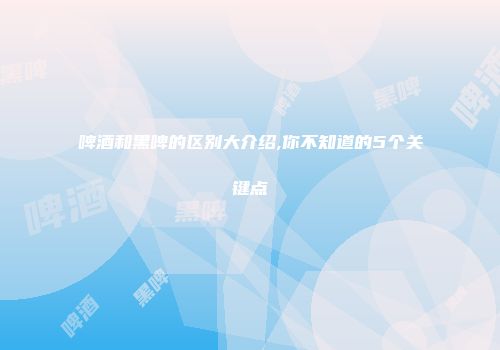 啤酒和黑啤的区别大介绍,你不知道的5个关键点