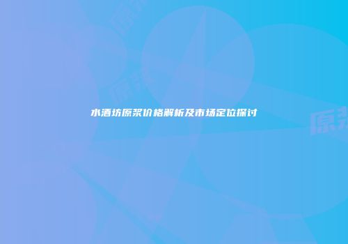 水酒坊原浆价格解析及市场定位探讨