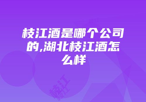 枝江酒是哪个公司的,湖北枝江酒怎么样