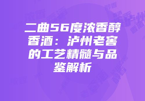 二曲56度浓香醇香酒：泸州老窖的工艺精髓与品鉴解析