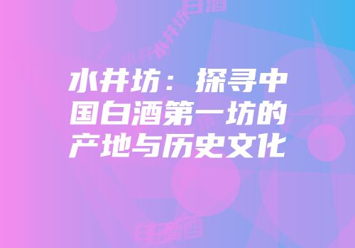 水井坊：探寻中国白酒第一坊的产地与历史文化