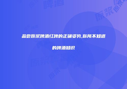 品尝原浆啤酒红啤的正确姿势,你所不知道的啤酒知识