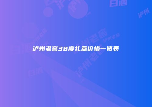 泸州老窖38度礼盒价格一览表