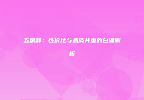 五粮醇：性价比与品质并重的白酒解析