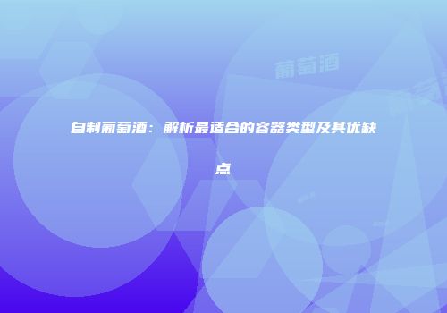 自制葡萄酒：解析最适合的容器类型及其优缺点