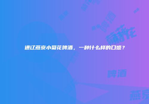 通辽燕京小菊花啤酒，一种什么样的口感？