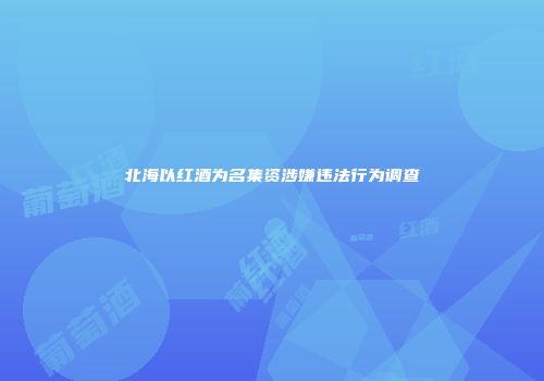 北海以红酒为名集资涉嫌违法行为调查