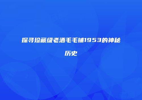 探寻珍藏级老酒毛毛铺1953的神秘历史