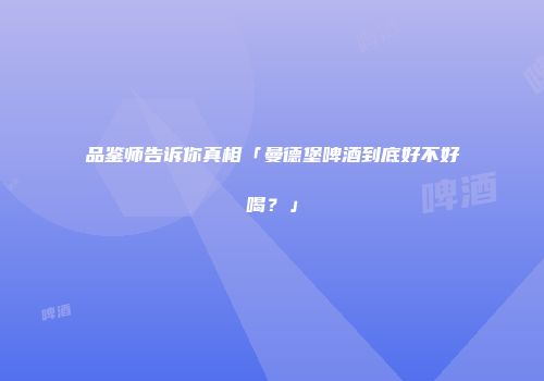 品鉴师告诉你真相「曼德堡啤酒到底好不好喝？」