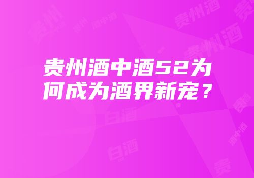 贵州酒中酒52为何成为酒界新宠？