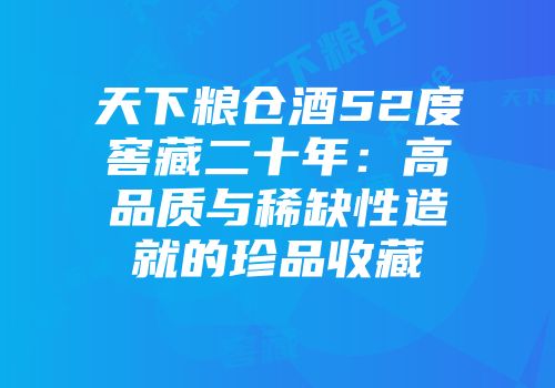 天下粮仓酒52度窖藏二十年：高品质与稀缺性造就的珍品收藏
