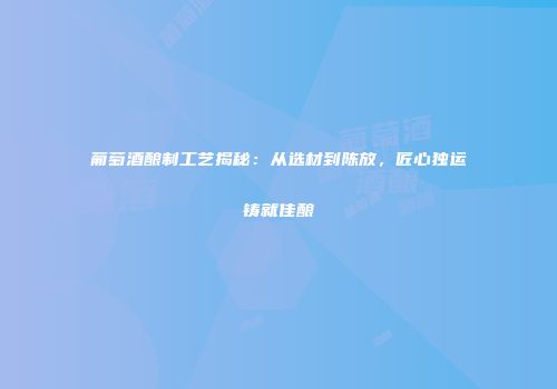 葡萄酒酿制工艺揭秘：从选材到陈放，匠心独运铸就佳酿