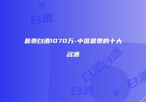 最贵白酒1070万-中国最贵的十大名酒