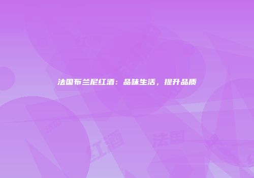 法国布兰尼红酒：品味生活，提升品质