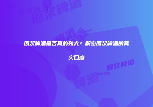 原浆啤酒是否真的劲大？解密原浆啤酒的真实口感