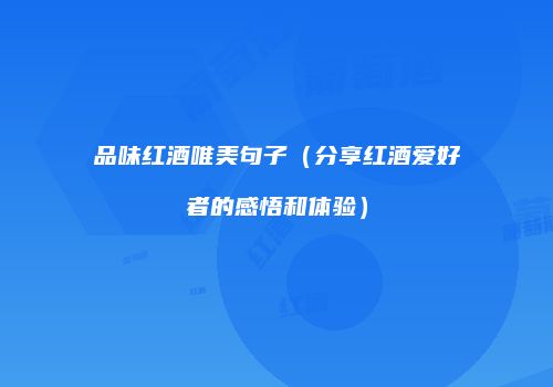 品味红酒唯美句子（分享红酒爱好者的感悟和体验）