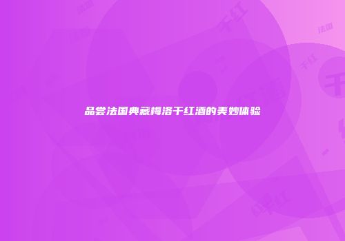 品尝法国典藏梅洛干红酒的美妙体验