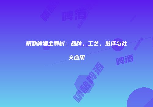 精酿啤酒全解析：品牌、工艺、选择与社交应用