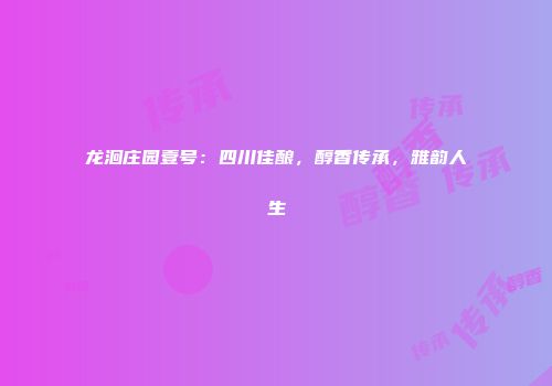 龙洄庄园壹号：四川佳酿，醇香传承，雅韵人生