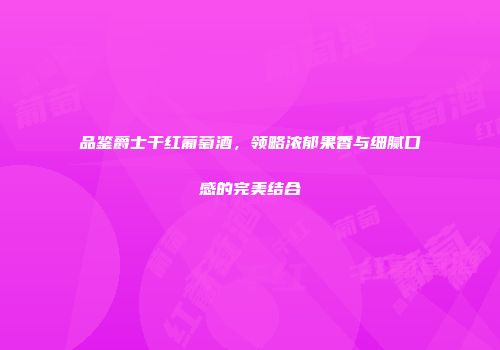品鉴爵士干红葡萄酒，领略浓郁果香与细腻口感的完美结合
