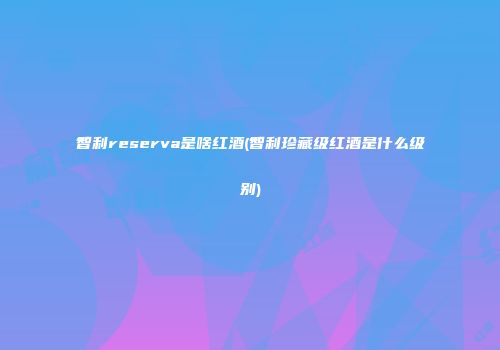 智利reserva是啥红酒(智利珍藏级红酒是什么级别)