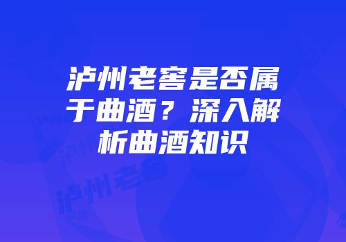 泸州老窖是否属于曲酒？深入解析曲酒知识