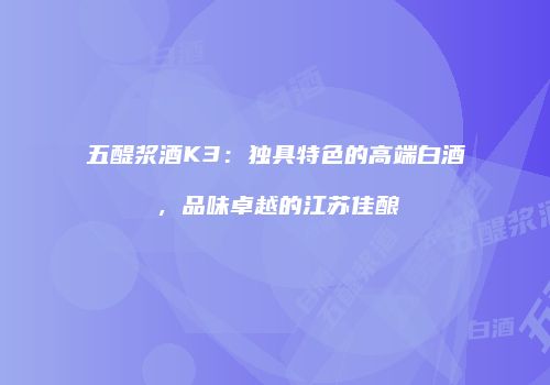五醍浆酒K3：独具特色的高端白酒，品味卓越的江苏佳酿