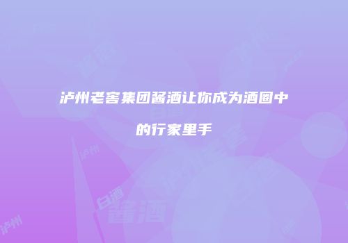 泸州老窖集团酱酒让你成为酒圈中的行家里手
