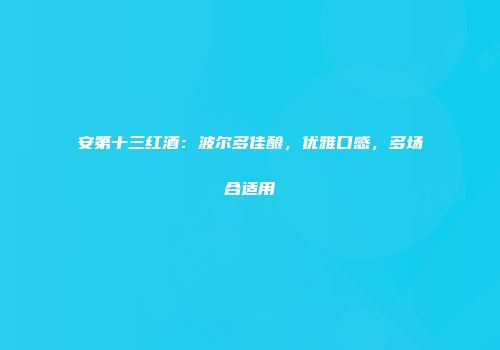 安第十三红酒：波尔多佳酿，优雅口感，多场合适用